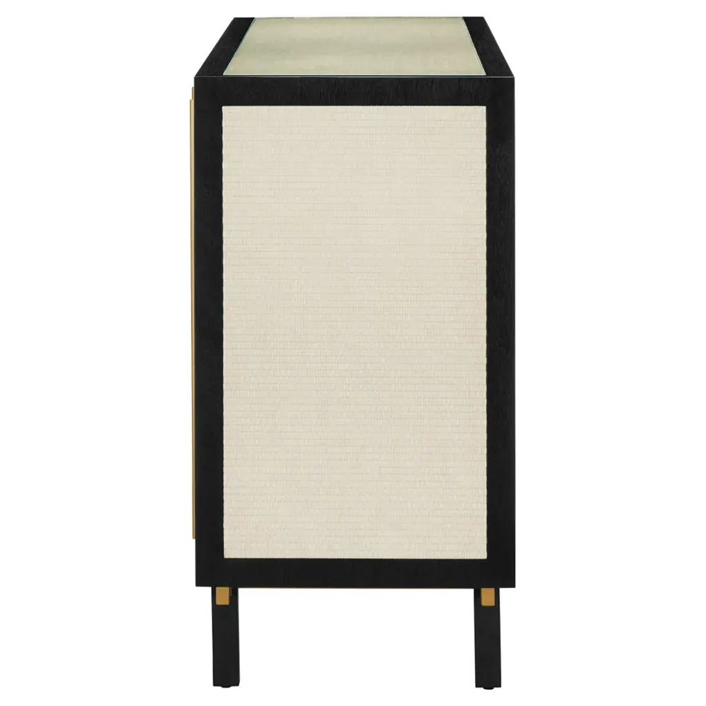 Jeanne Woven Raffia Media Cabinet - Beige