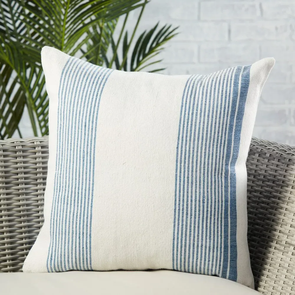 Jedidiah Striped Throw Pillow - Blue, PET Yarn
