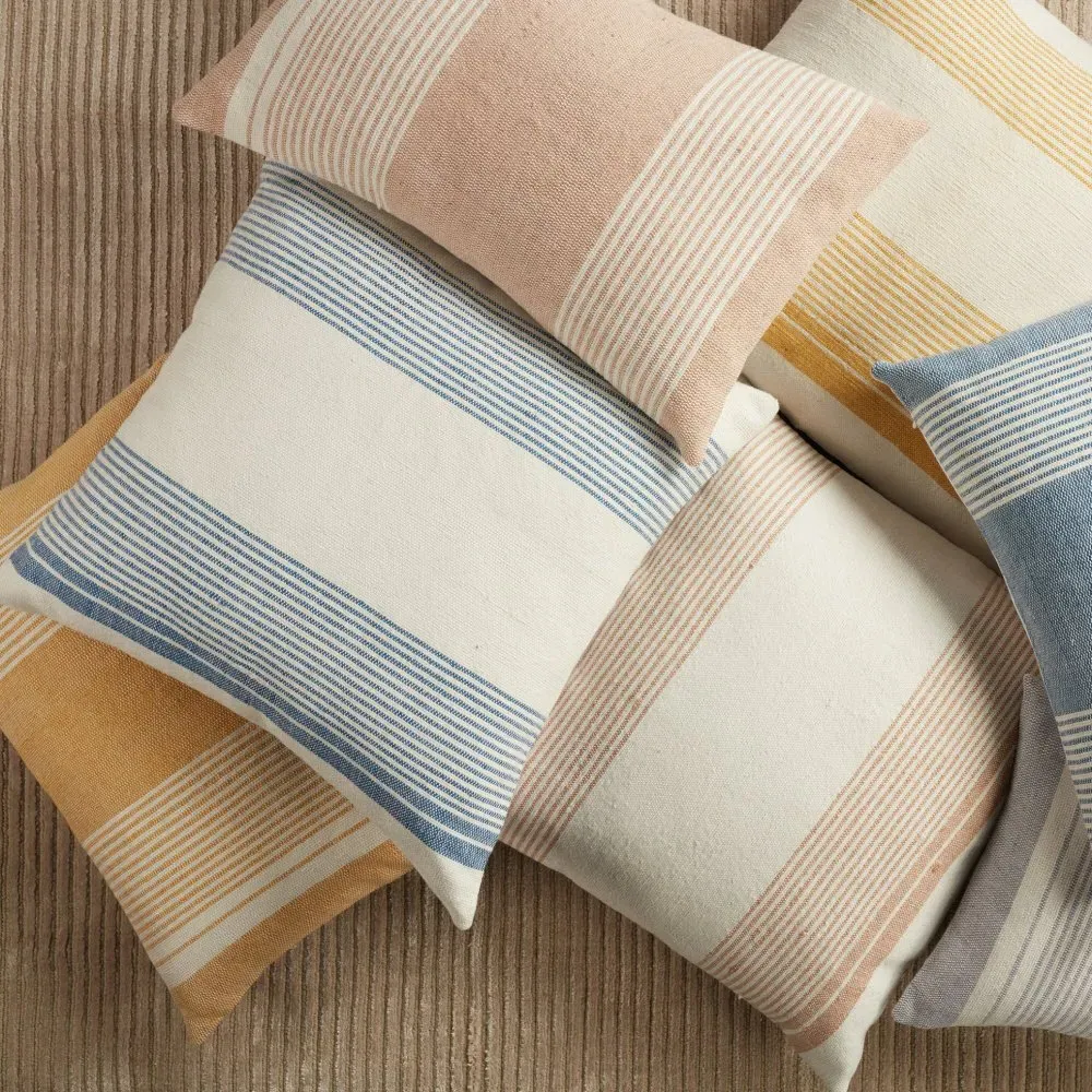 Jedidiah Striped Throw Pillow - Blue, PET Yarn