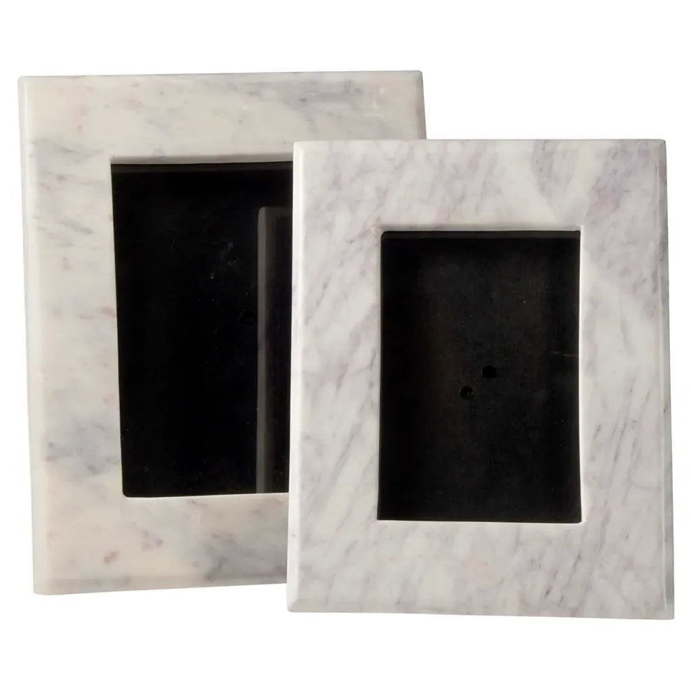 Jemima 4x6 Photo Frame - White, Marble