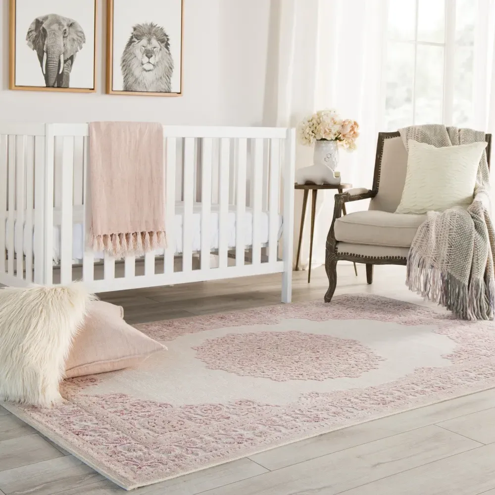 Jemma Floral Patterned Rug - Pink