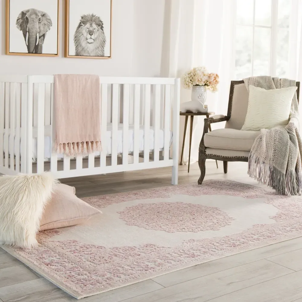 Jemma Floral Patterned Rug - Pink