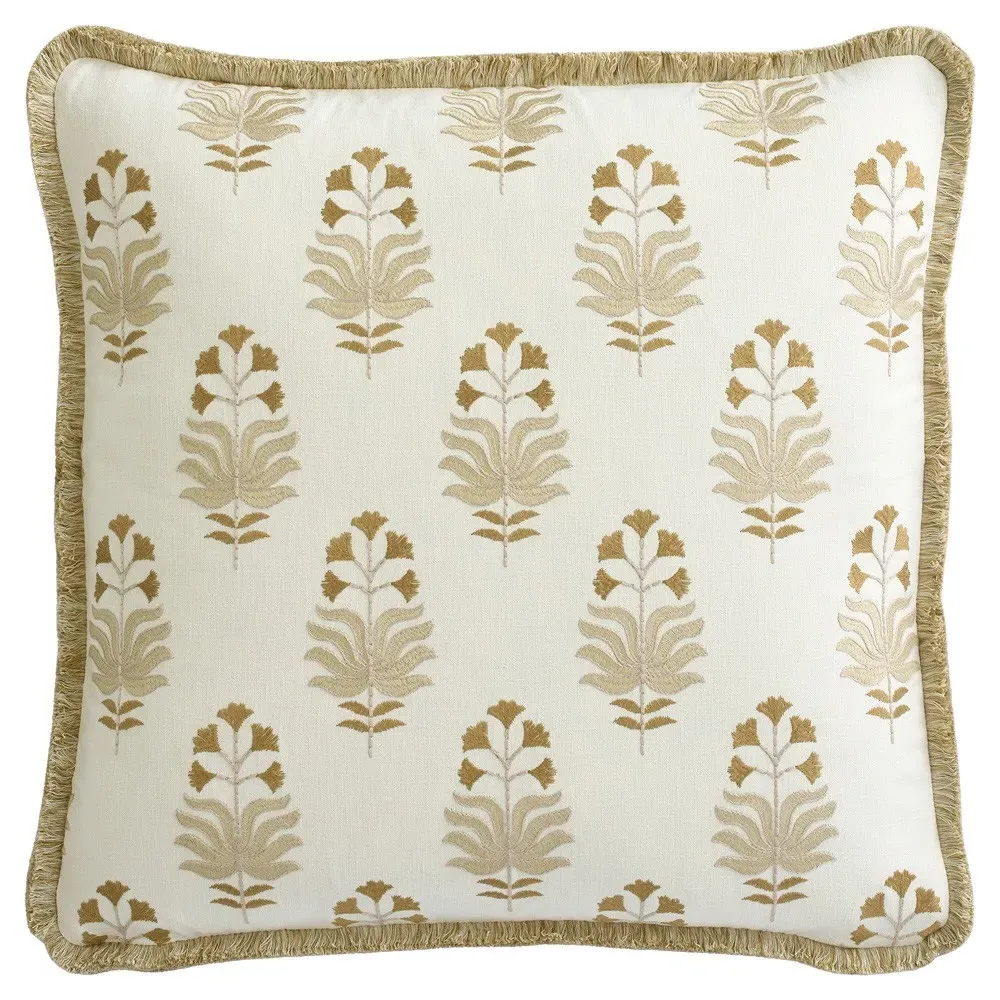 Jemma Square Throw Pillow - Flax, Cotton image