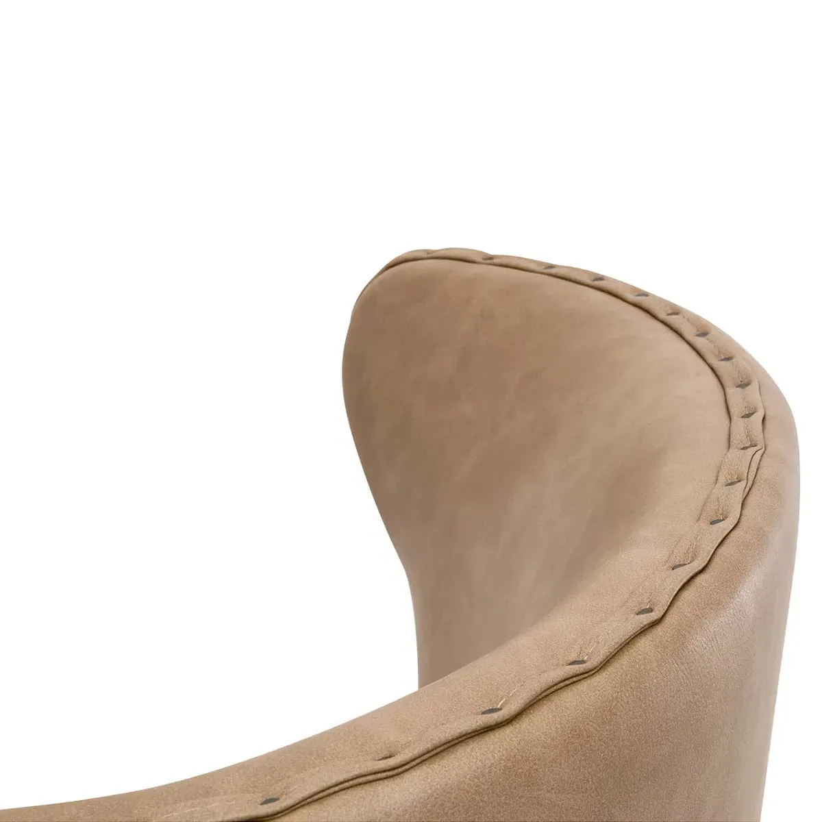 Jen Swivel Counter Stool with Nailhead Trim - Brown, Vegan Leather