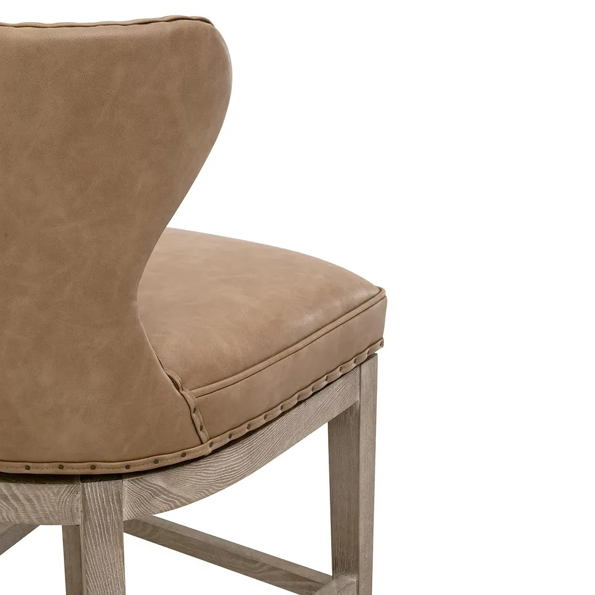 Jen Swivel Counter Stool with Nailhead Trim - Brown, Vegan Leather