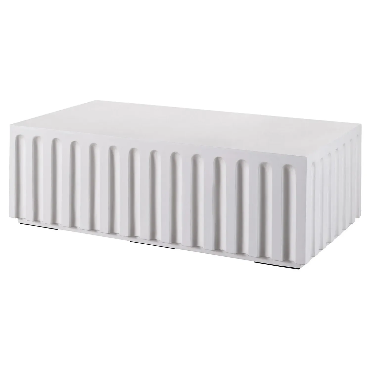 Jenieva Rectangular Block Outdoor Coffee Table - White, Concrete