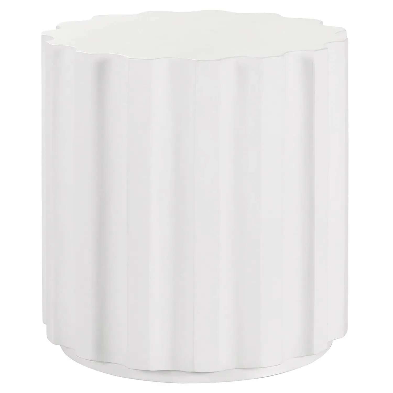 Jenieva Round Drum Outdoor Side Table - White, Concrete image