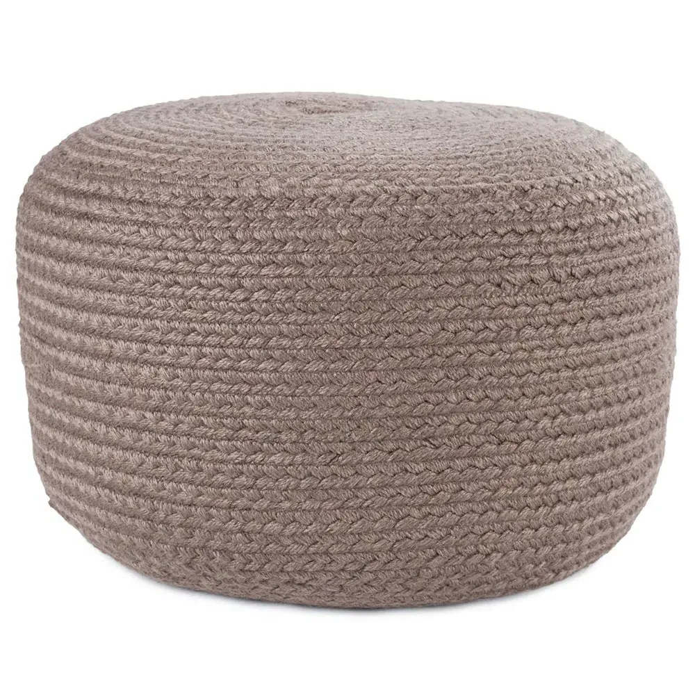 Jenna Round Outdoor Pouf - Light Grey image