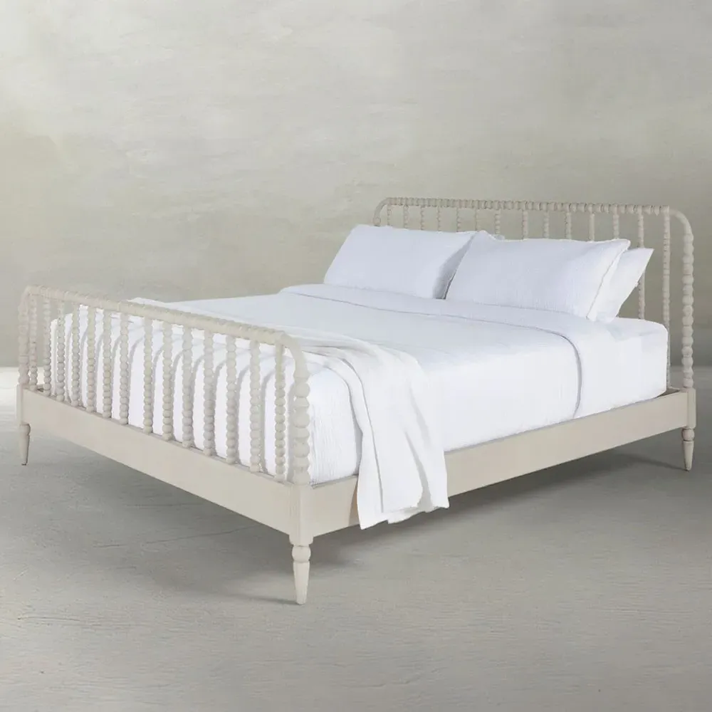 Jennifer Queen Size Bed Frame - White, Mahogany