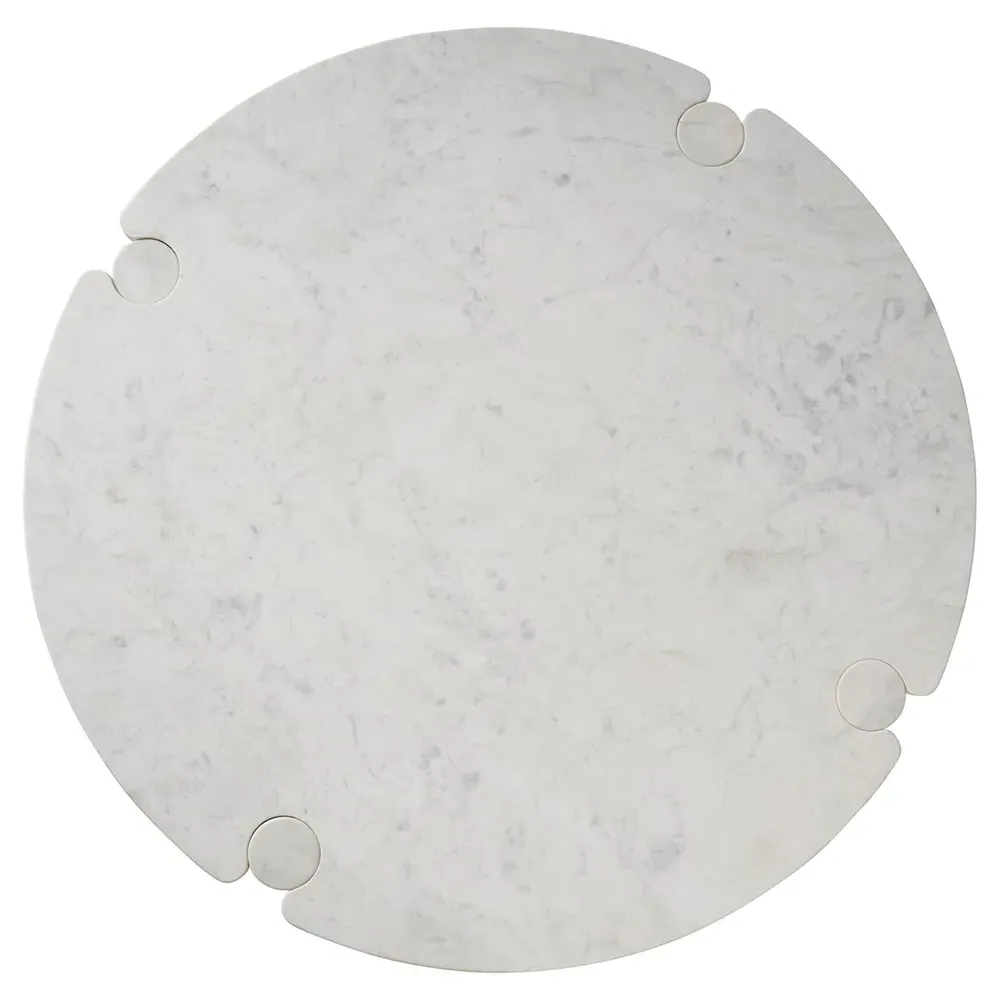 Jennifer Round Coffee Table - White, Marble