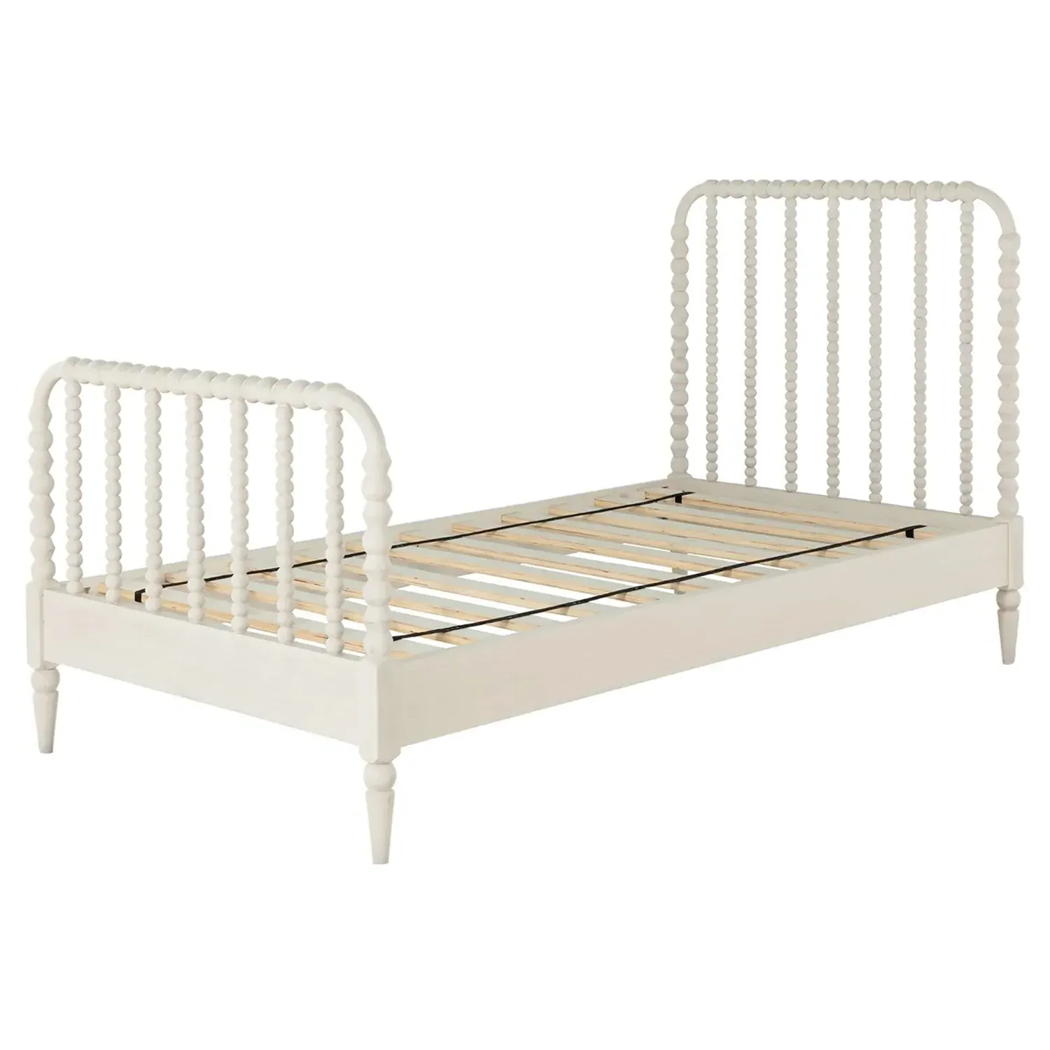 Jennifer Twin Size Bed Frame - White, Mahogany