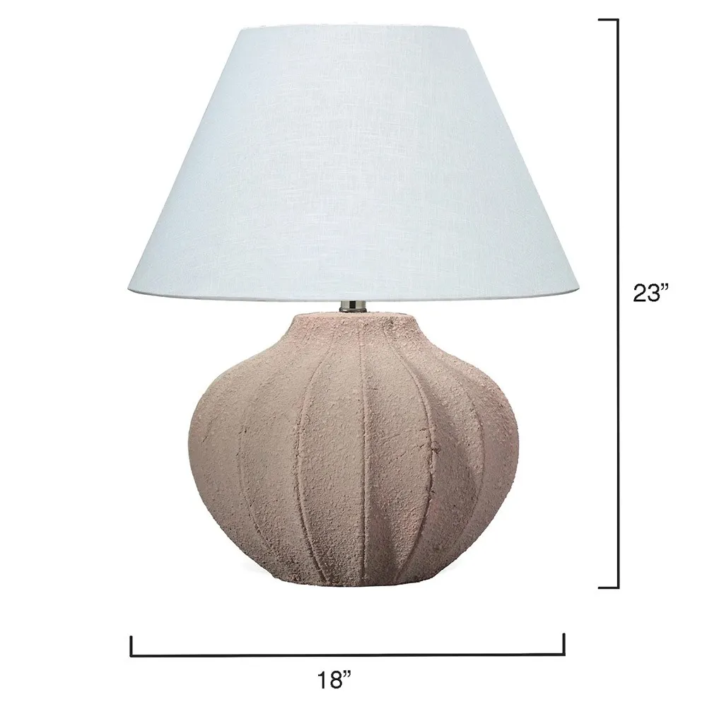 Jensen Ribbed Table Lamp - Grey, Ceramic