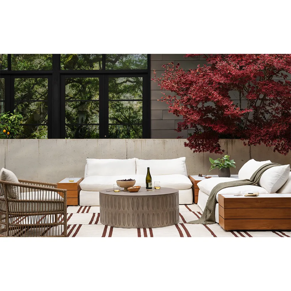 Jeremy Round Drum Coffee Table - Grey, Concrete