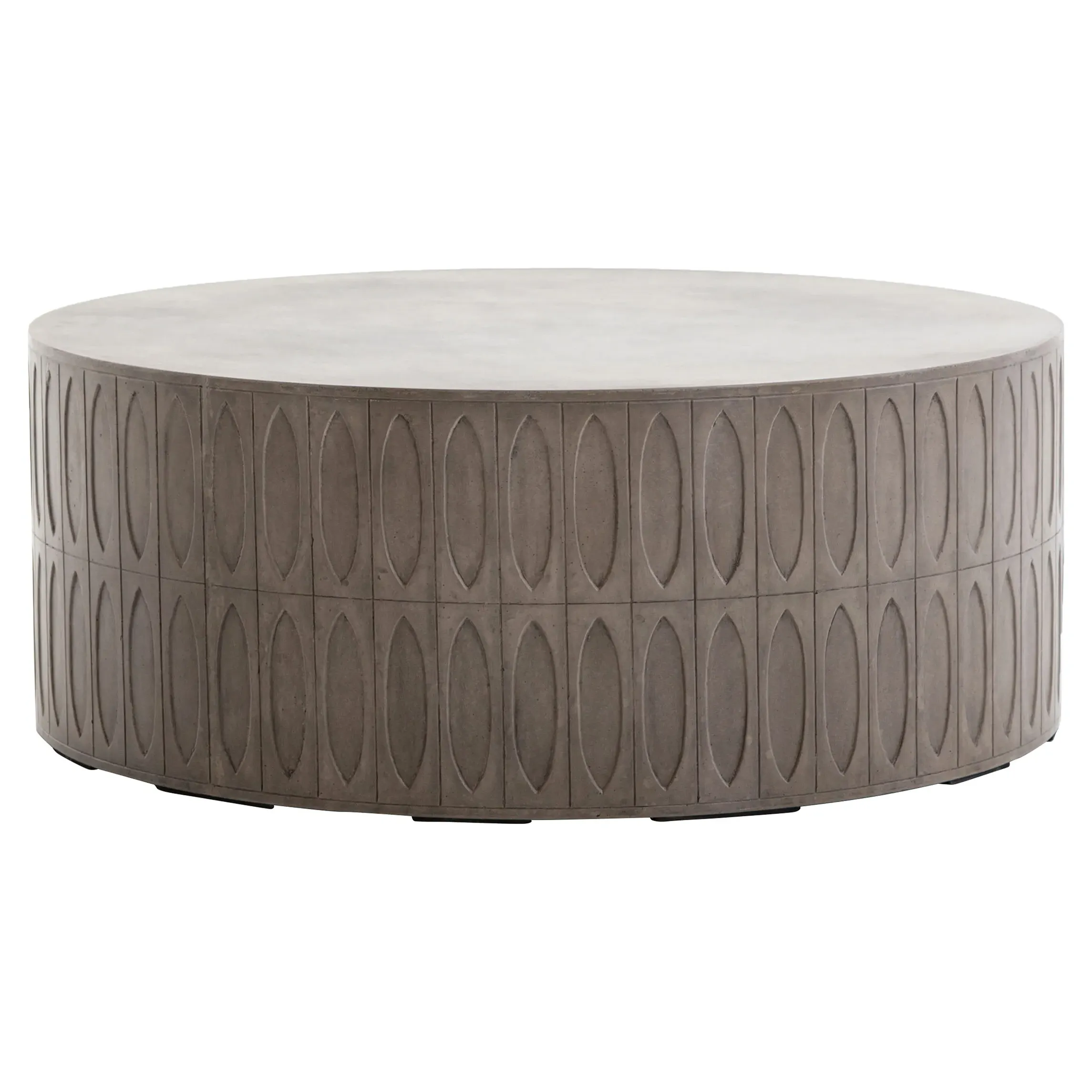Jeremy Round Drum Coffee Table - Grey, Concrete