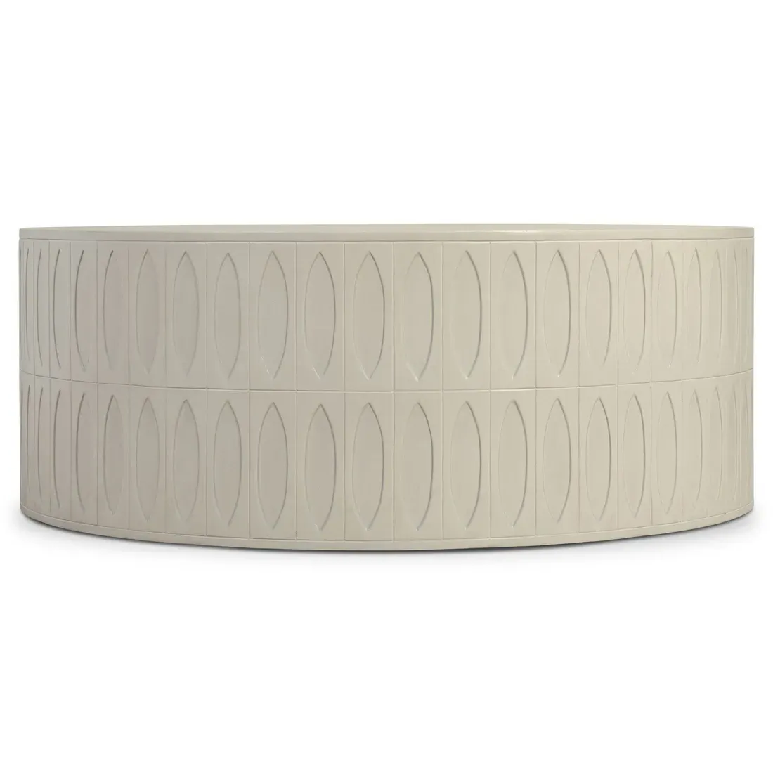 Jeremy Round Drum Coffee Table - White, Concrete