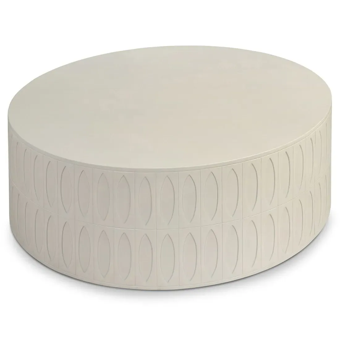Jeremy Round Drum Coffee Table - White, Concrete