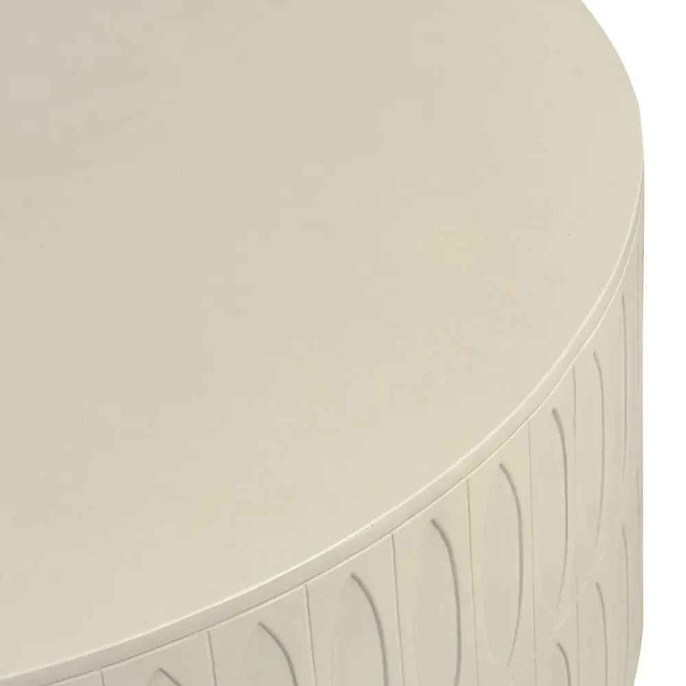 Jeremy Round Drum Coffee Table - White, Concrete