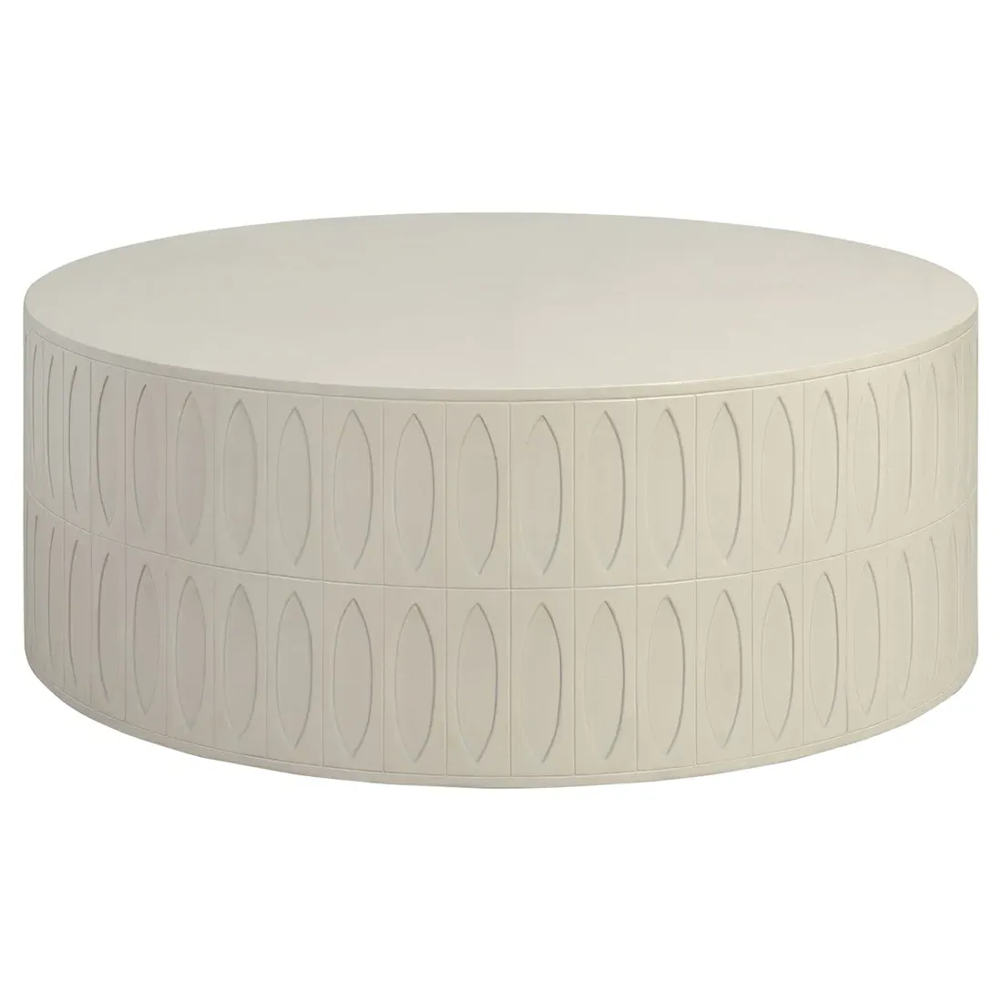 Jeremy Round Drum Coffee Table - White, Concrete