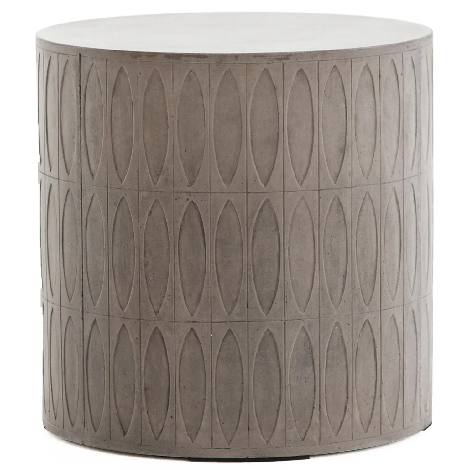 Jeremy Round Drum End Table - Grey, Concrete image