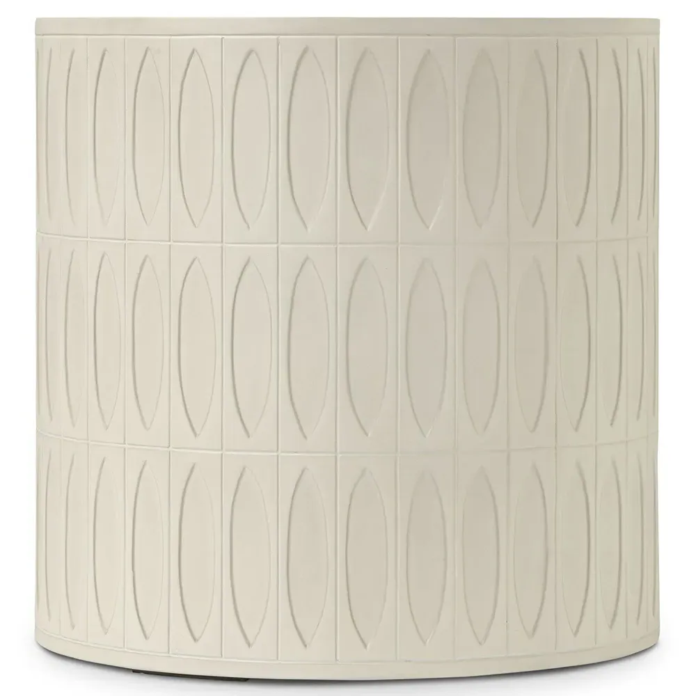 Jeremy Round Drum End Table - White, Concrete