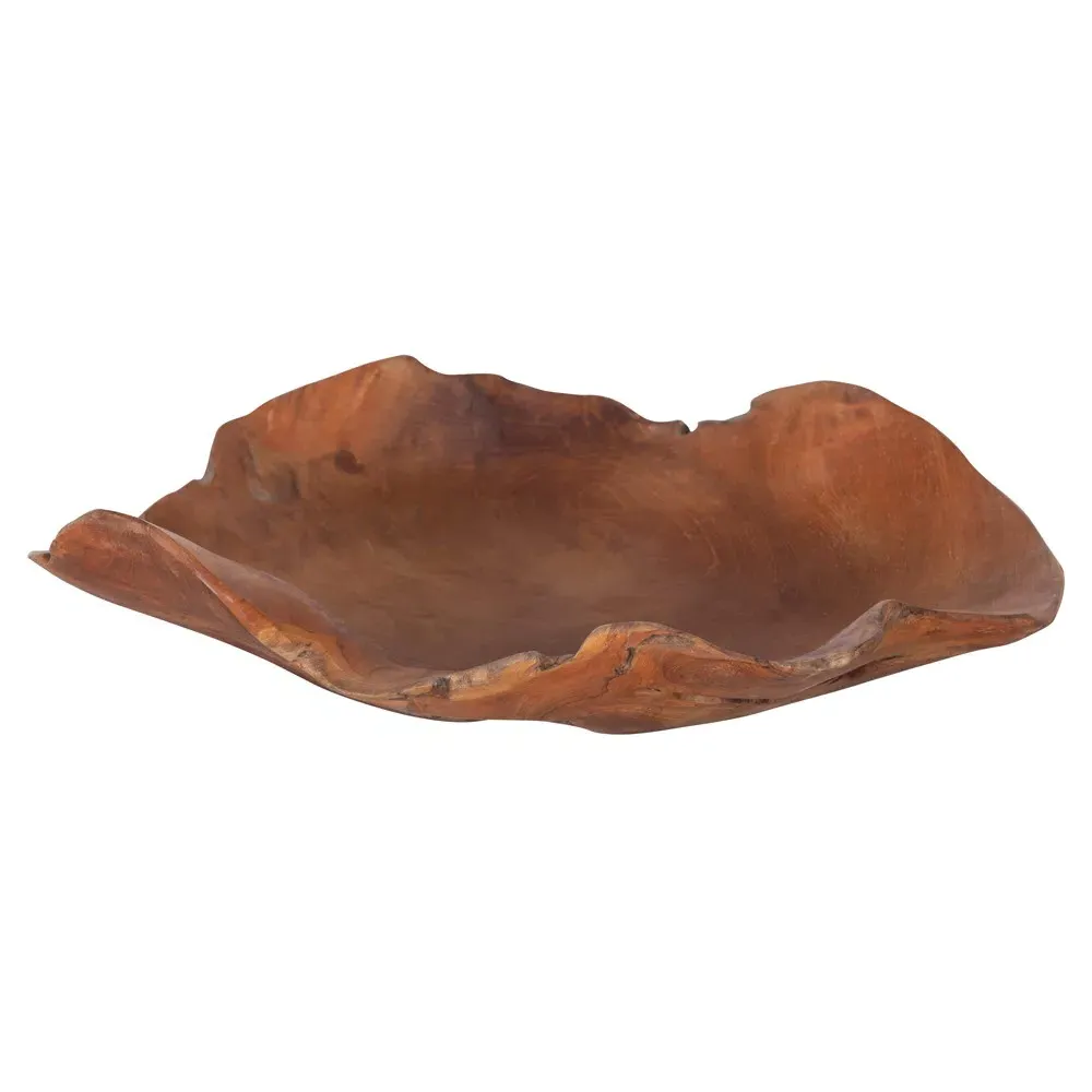Jeri Round Decorative Bowl - Brown, Teak Wood