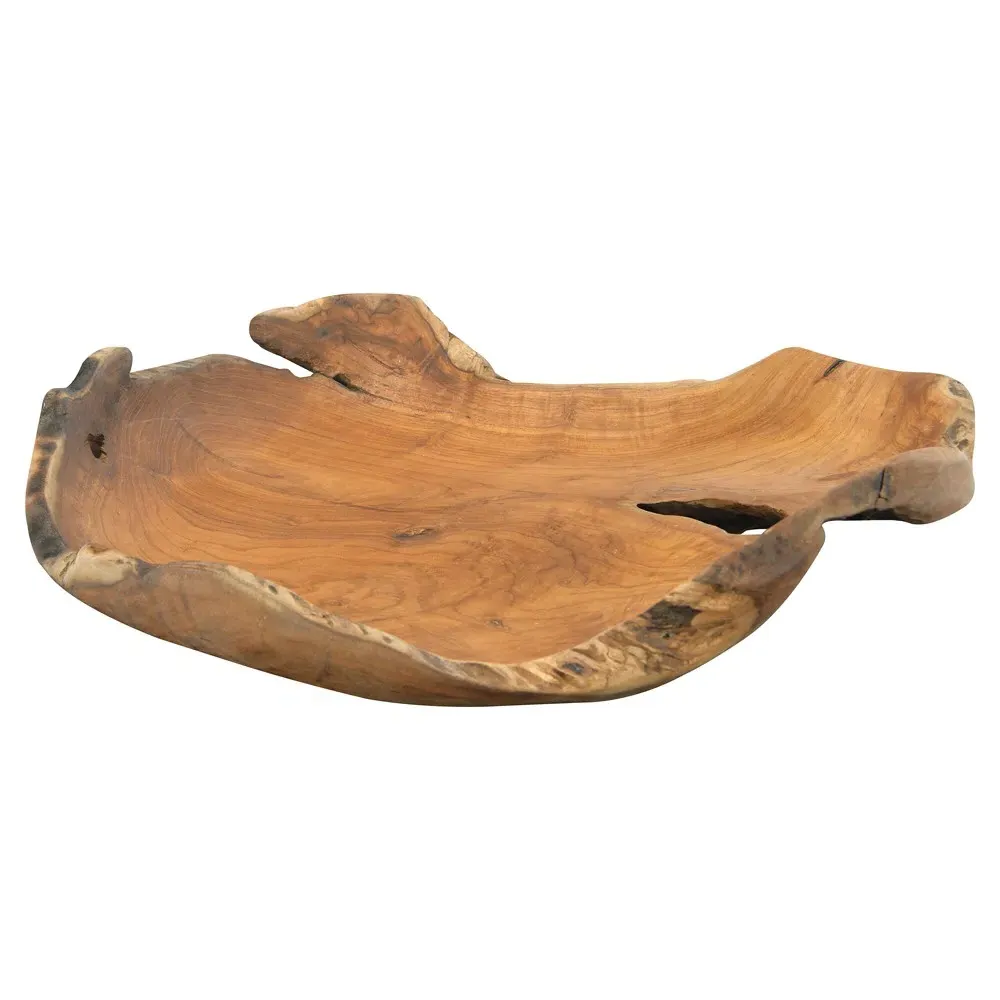 Jeri Round Decorative Bowl - Brown, Teak Wood