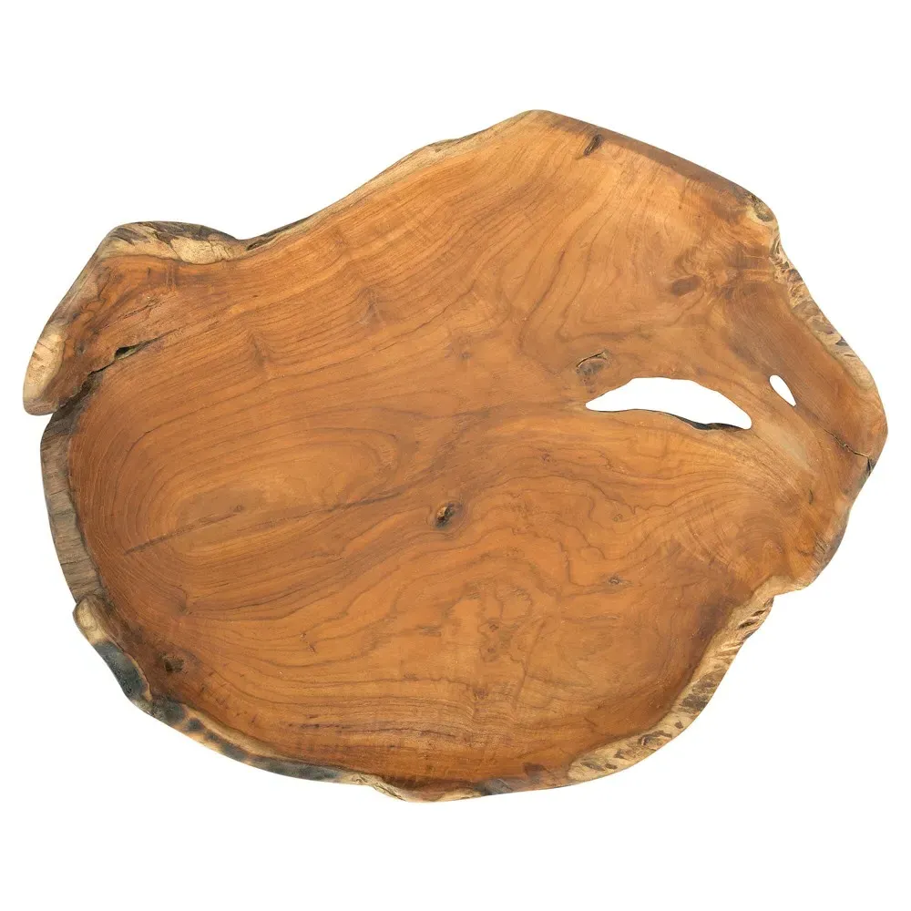 Jeri Round Decorative Bowl - Brown, Teak Wood