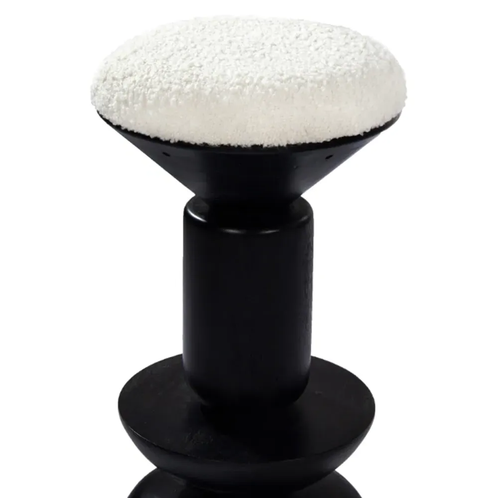 Jericho Bar Stool - White, Boucle