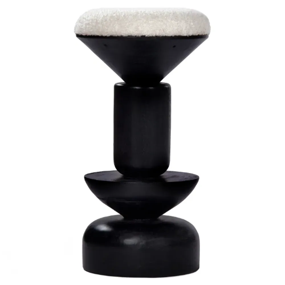 Jericho Bar Stool - White, Boucle