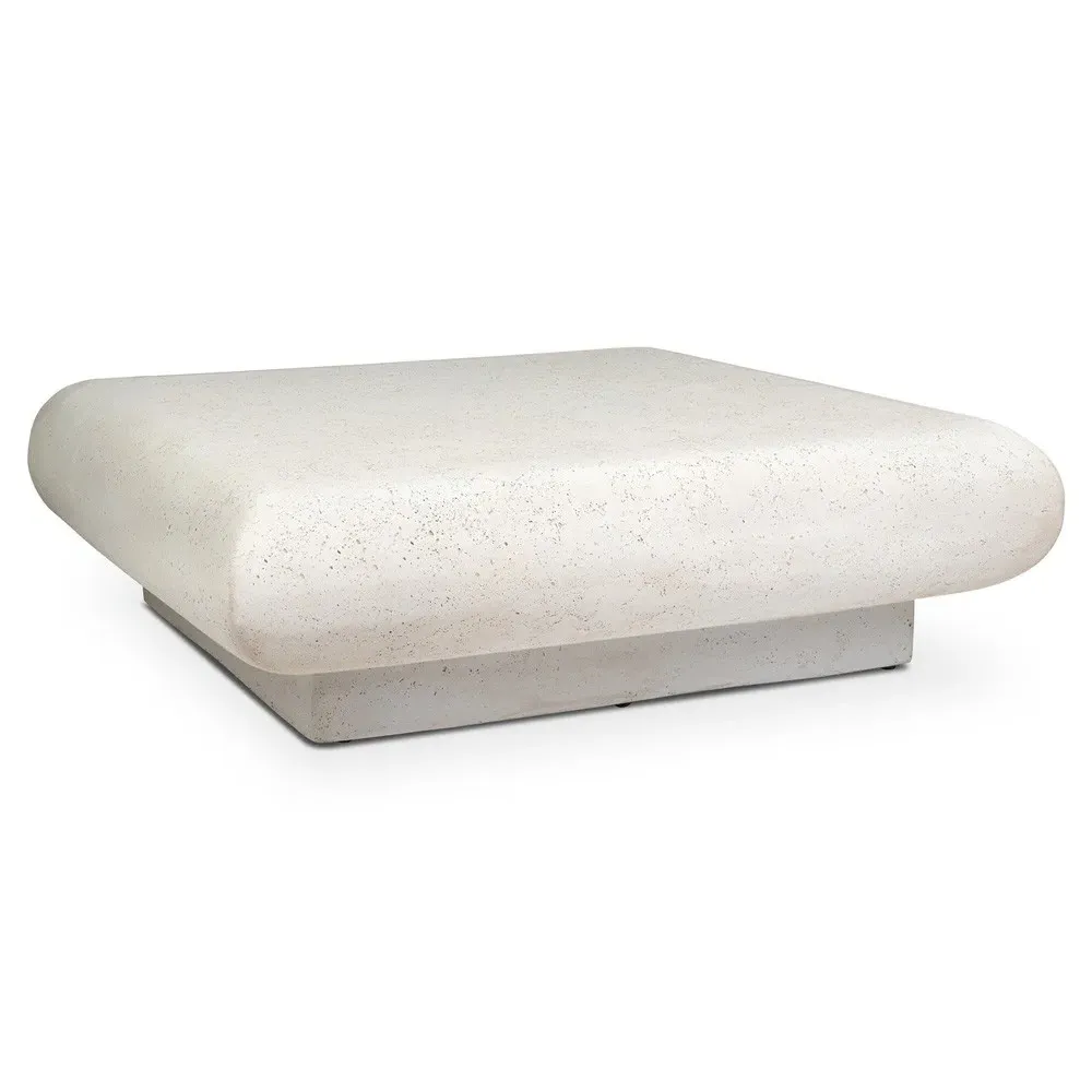 Jescha Square Outdoor Coffee Table - Aged White, Concrete