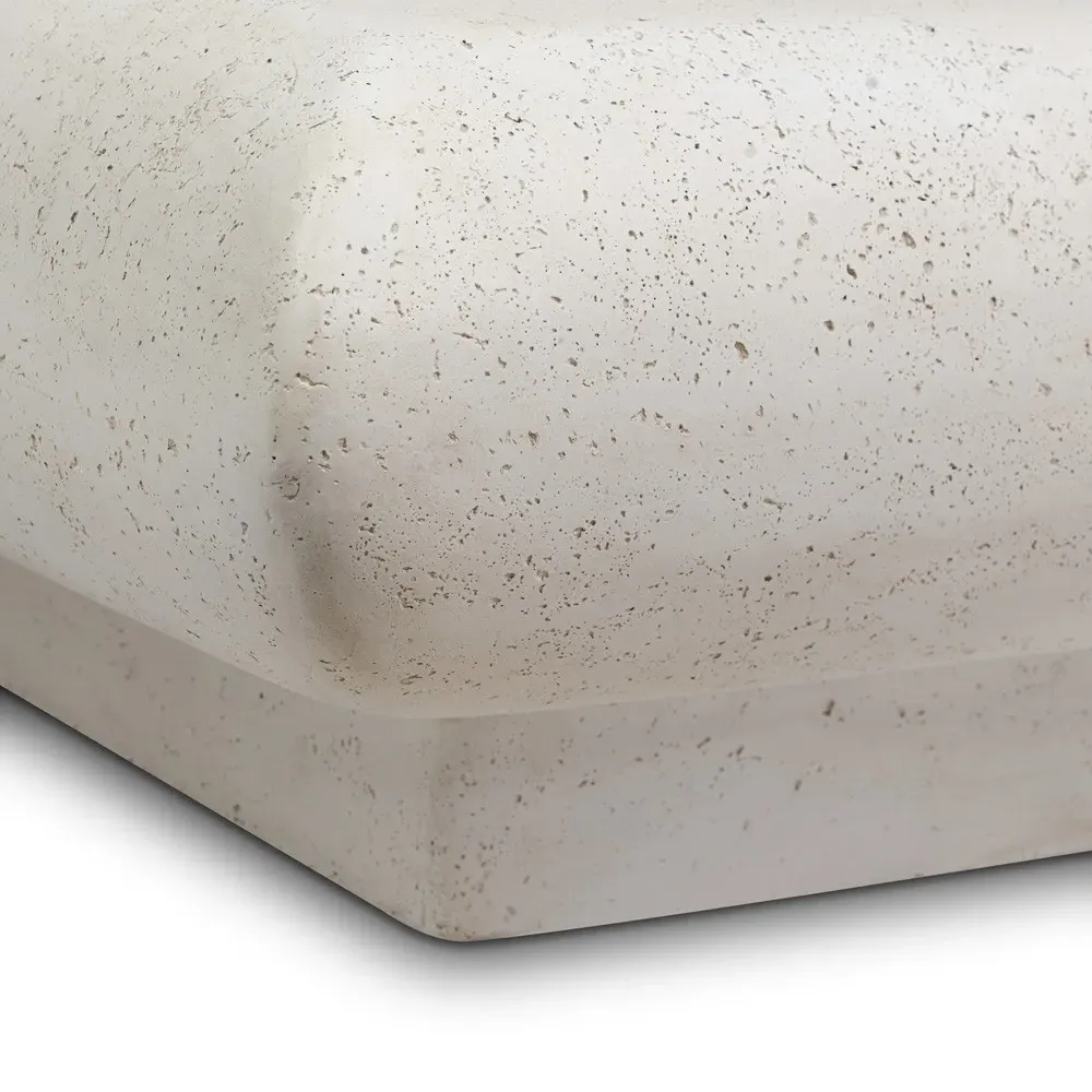 Jescha Square Outdoor Coffee Table - Aged White, Concrete