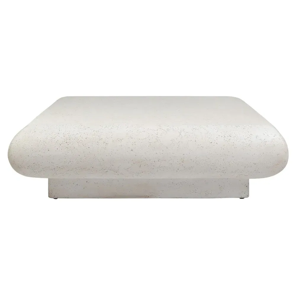 Jescha Square Outdoor Coffee Table - Aged White, Concrete image