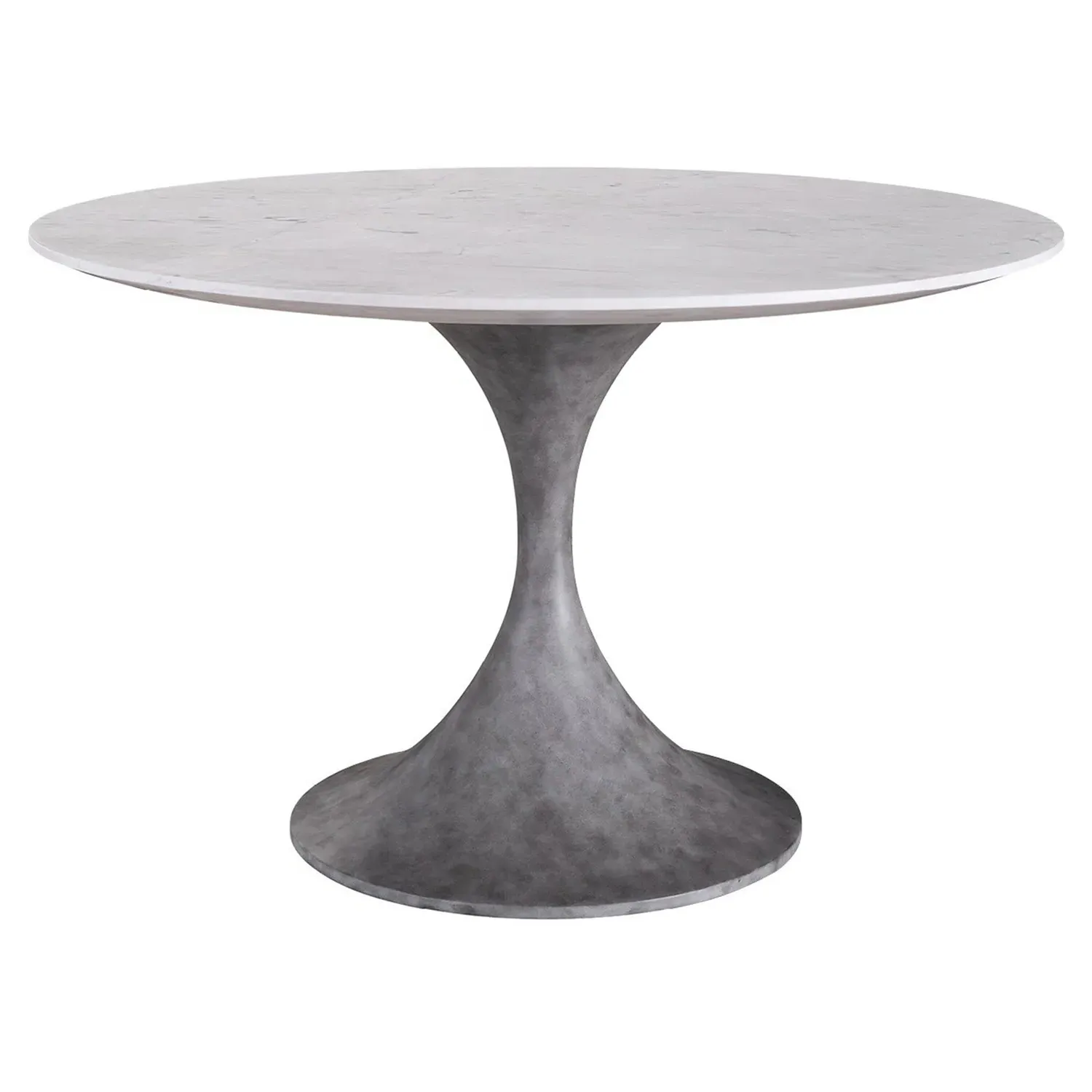 Jesiel Round Outdoor Dining Table - White, Faux Marble