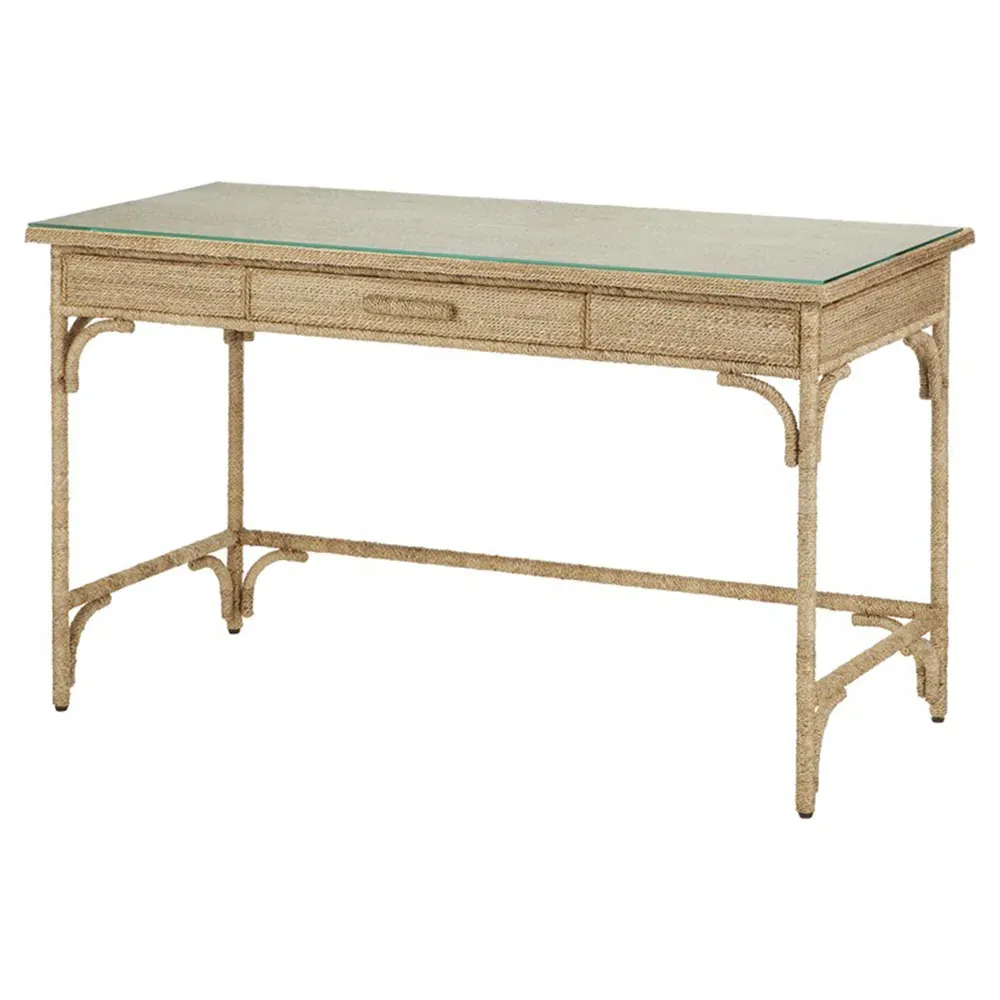 Jesse Coastal Beach Desk - Natural, Abaca Rope