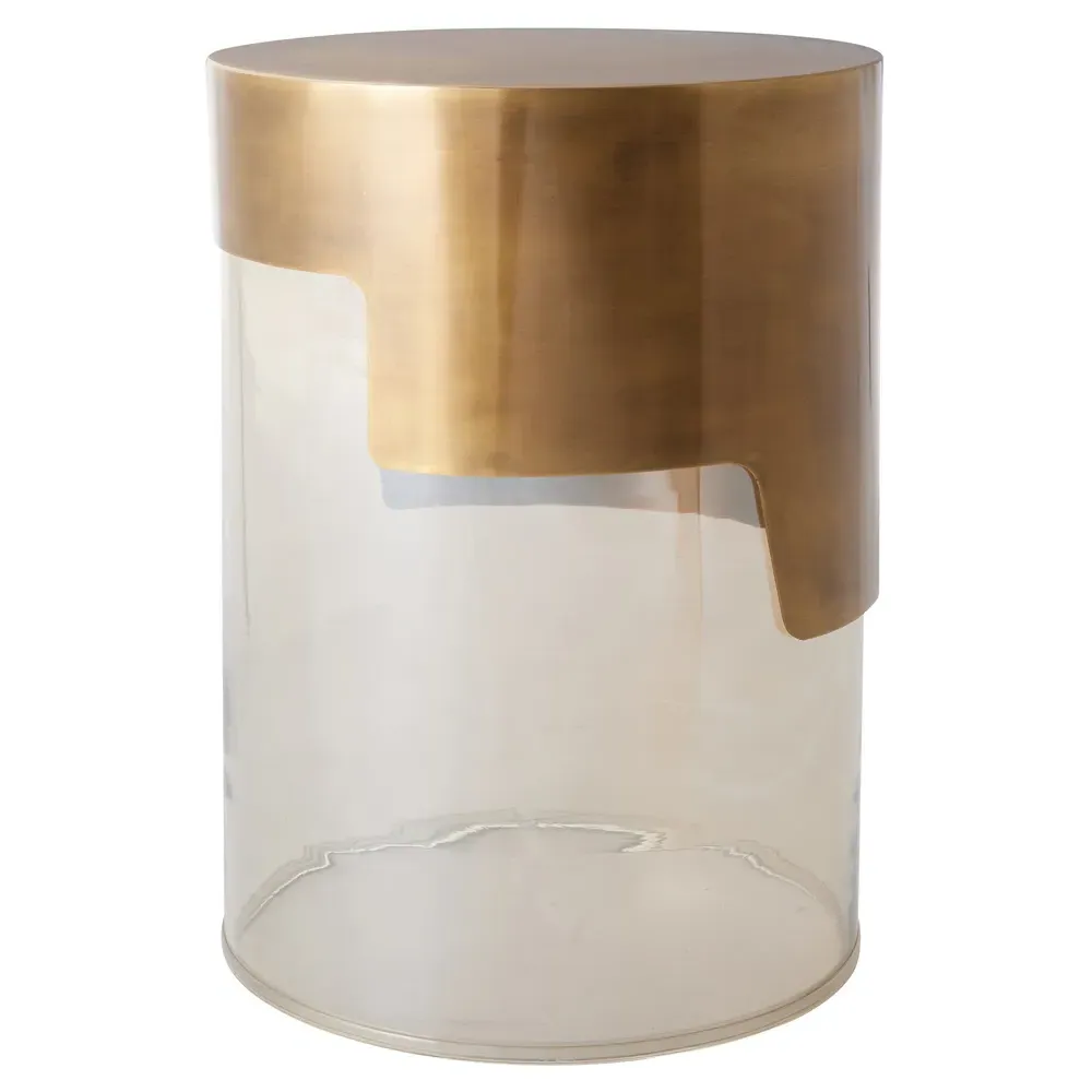 Jesse Hollywood Round Side Table - Gold, Glass