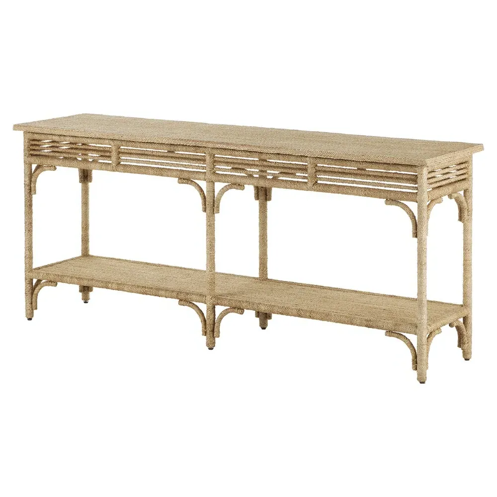 Jesse Rectangular Console Table - Brown, Abaca