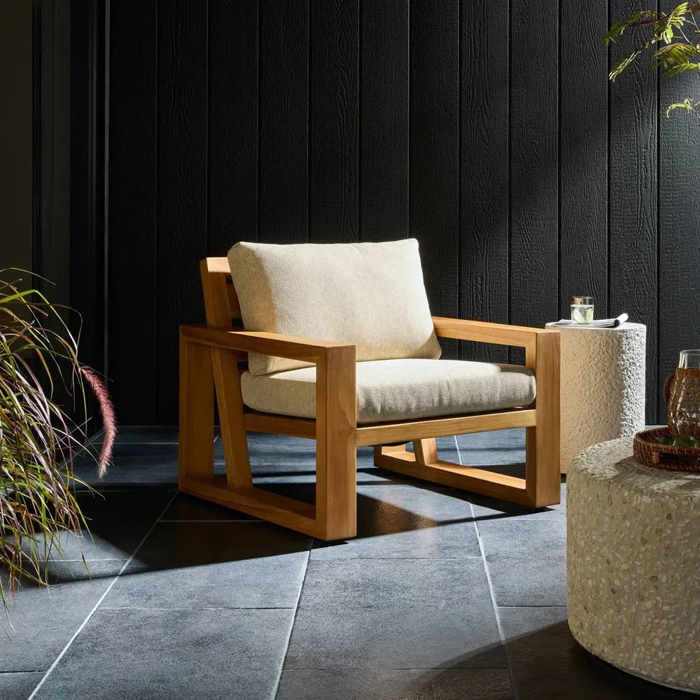 Jessica Outdoor Lounge Arm Chair - Brown, Teak