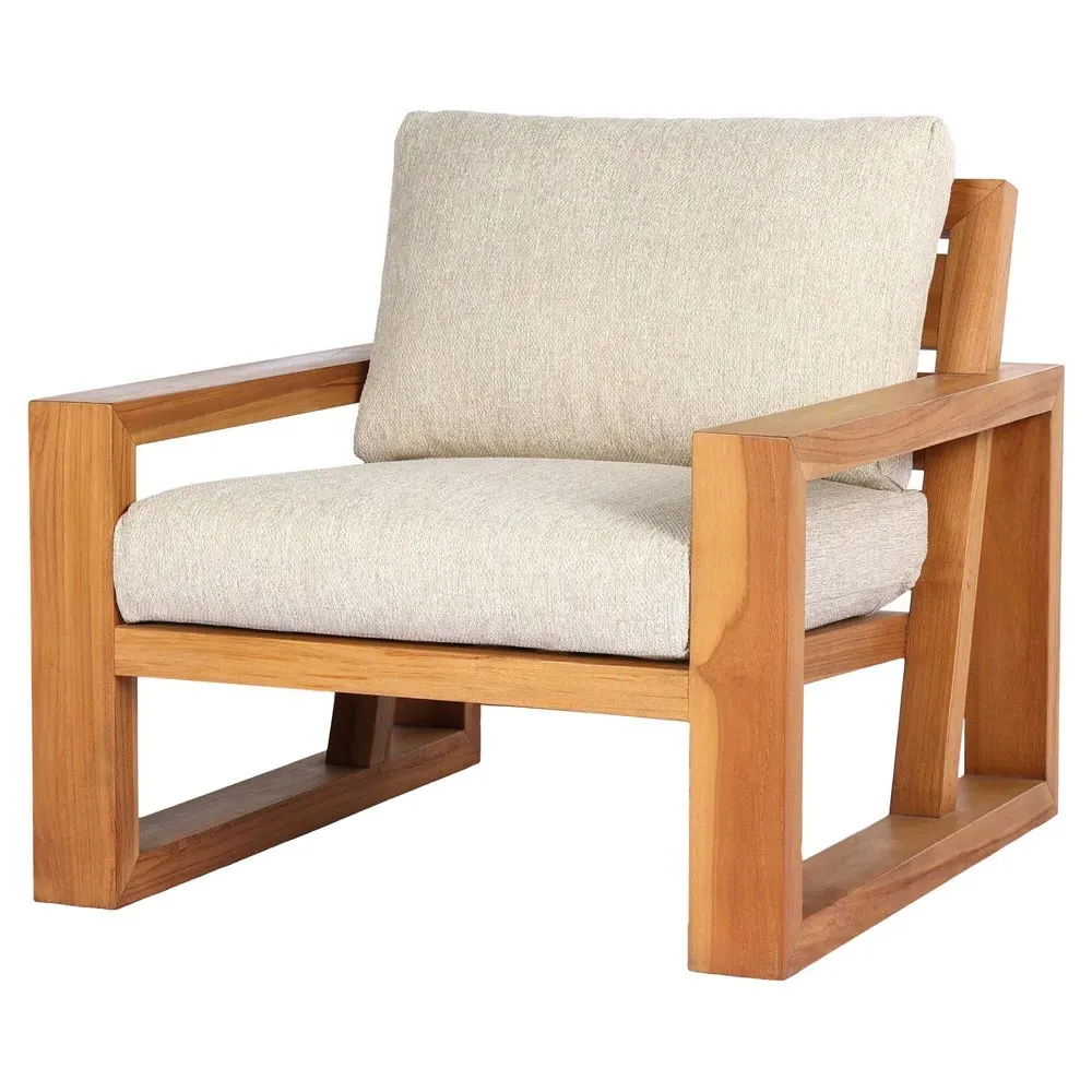 Jessica Outdoor Lounge Arm Chair - Brown, Teak image