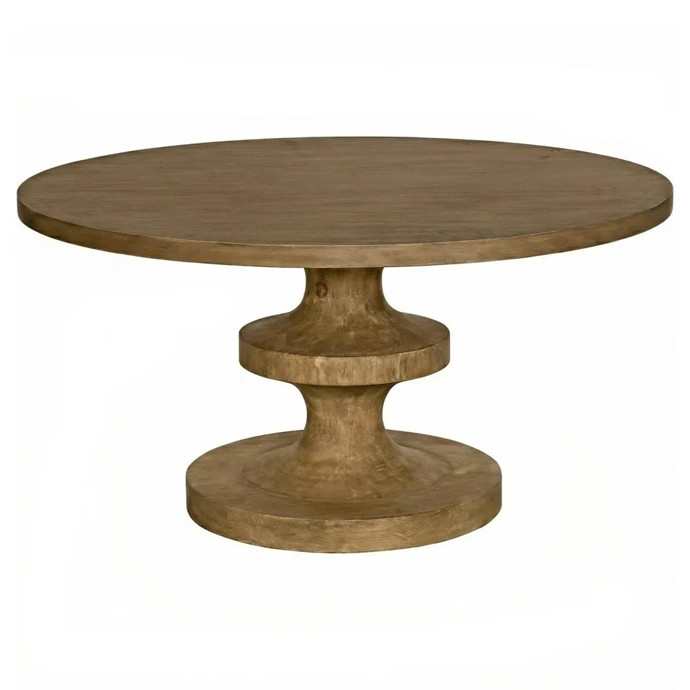 Jeva Round Dining Table - Light Brown, Reclaimed Wood