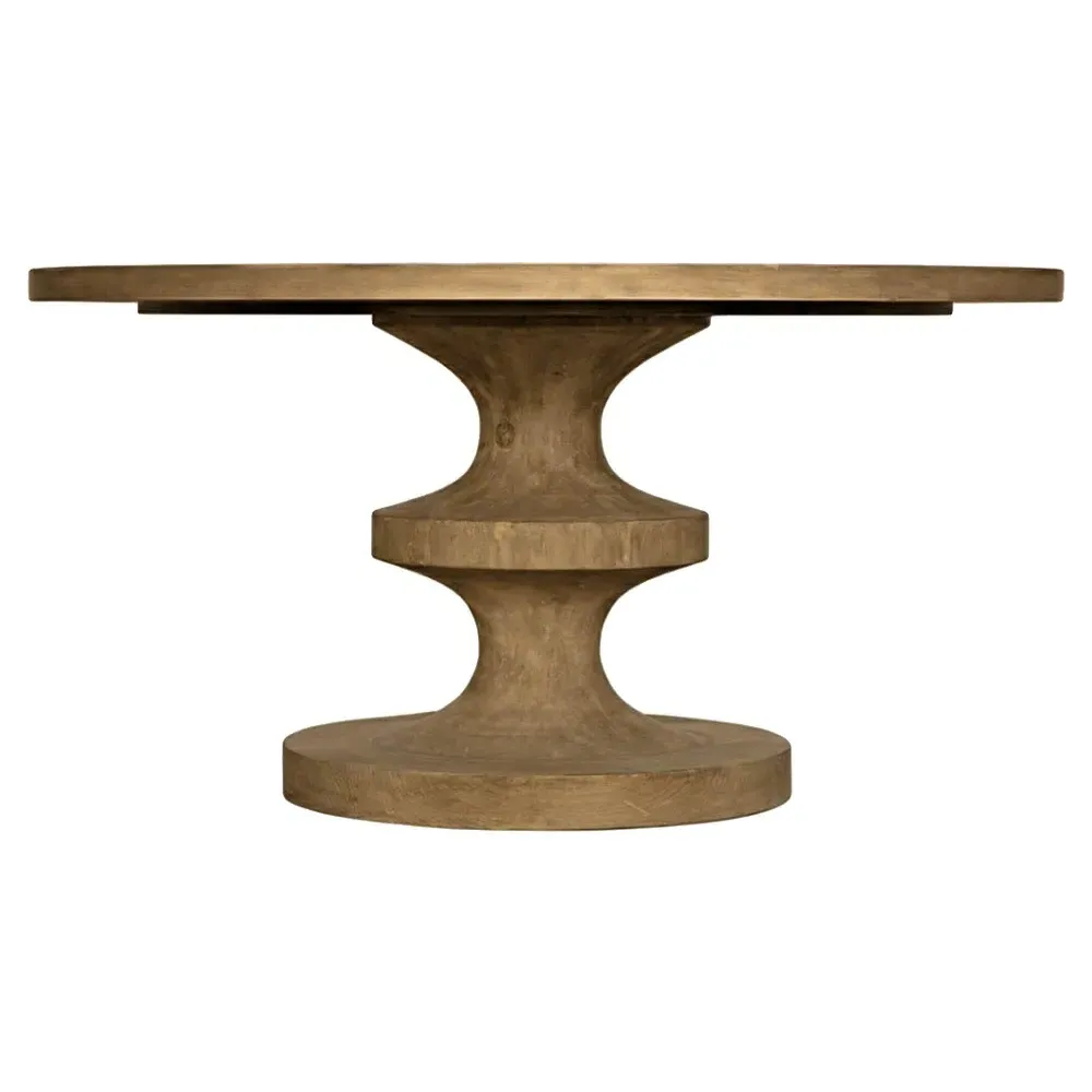 Jeva Round Dining Table - Light Brown, Reclaimed Wood