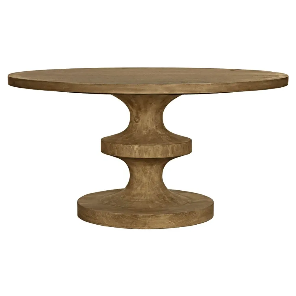 Jeva Round Dining Table - Light Brown, Reclaimed Wood