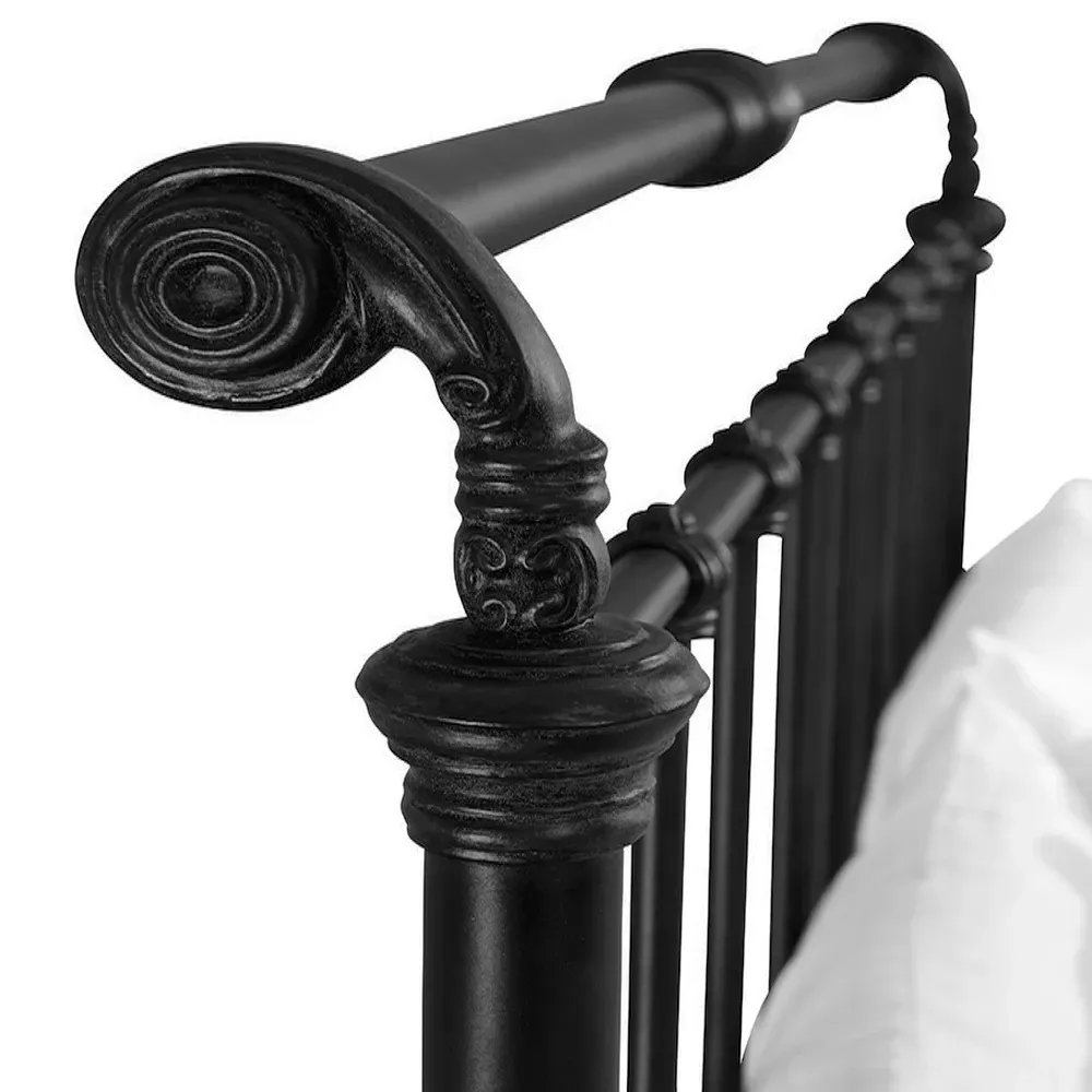 Jiggy Queen Size Sleigh Platform Bed - Black, Iron