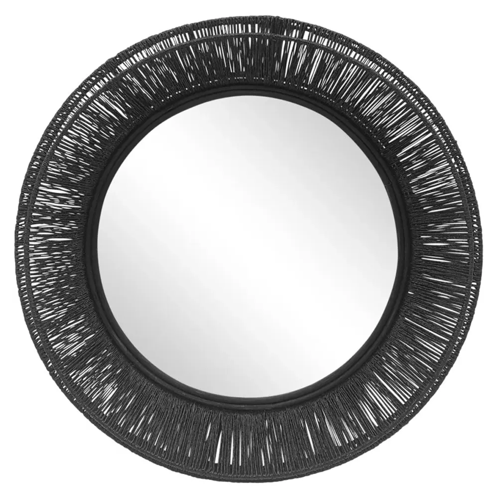Jill Small Round Wall Mirror - Black, Jute image