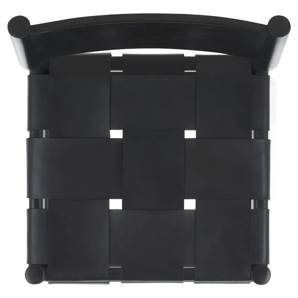 Jill Woven Leather Counter Stool - Black