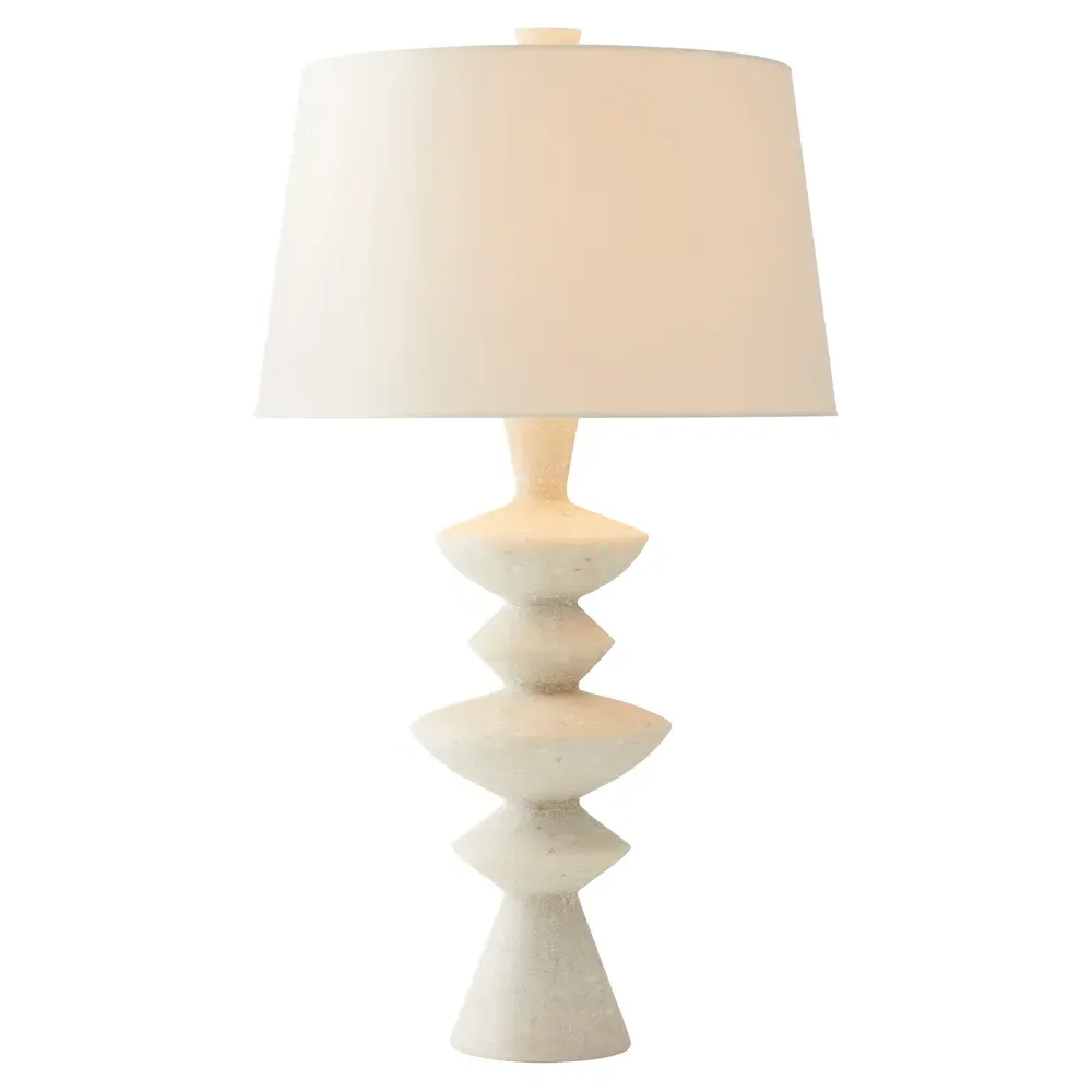 Jillian Sculptural Table Lamp - White, Glass Stone