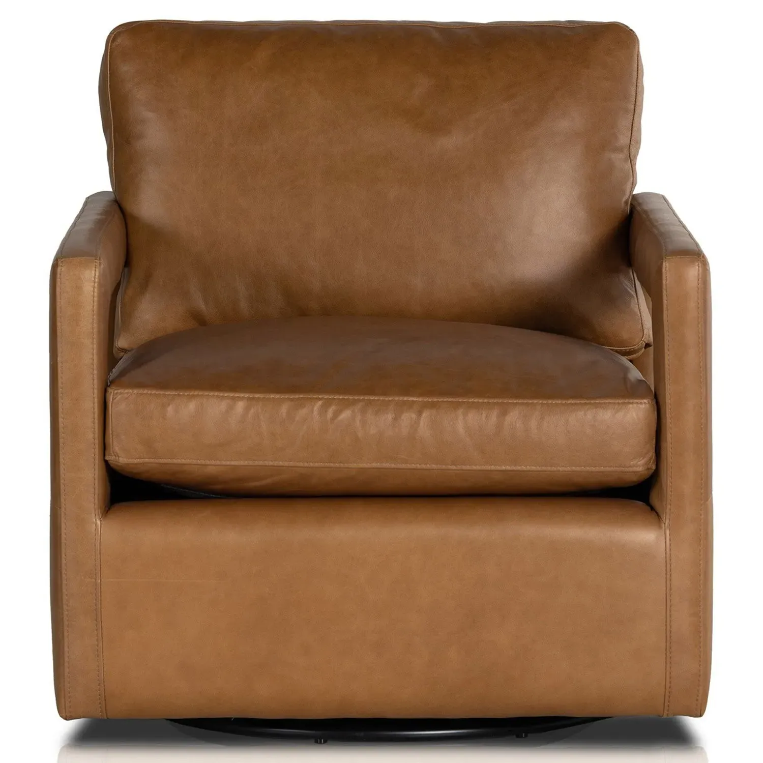 Jinan Swivel Chair - Brown, Leather