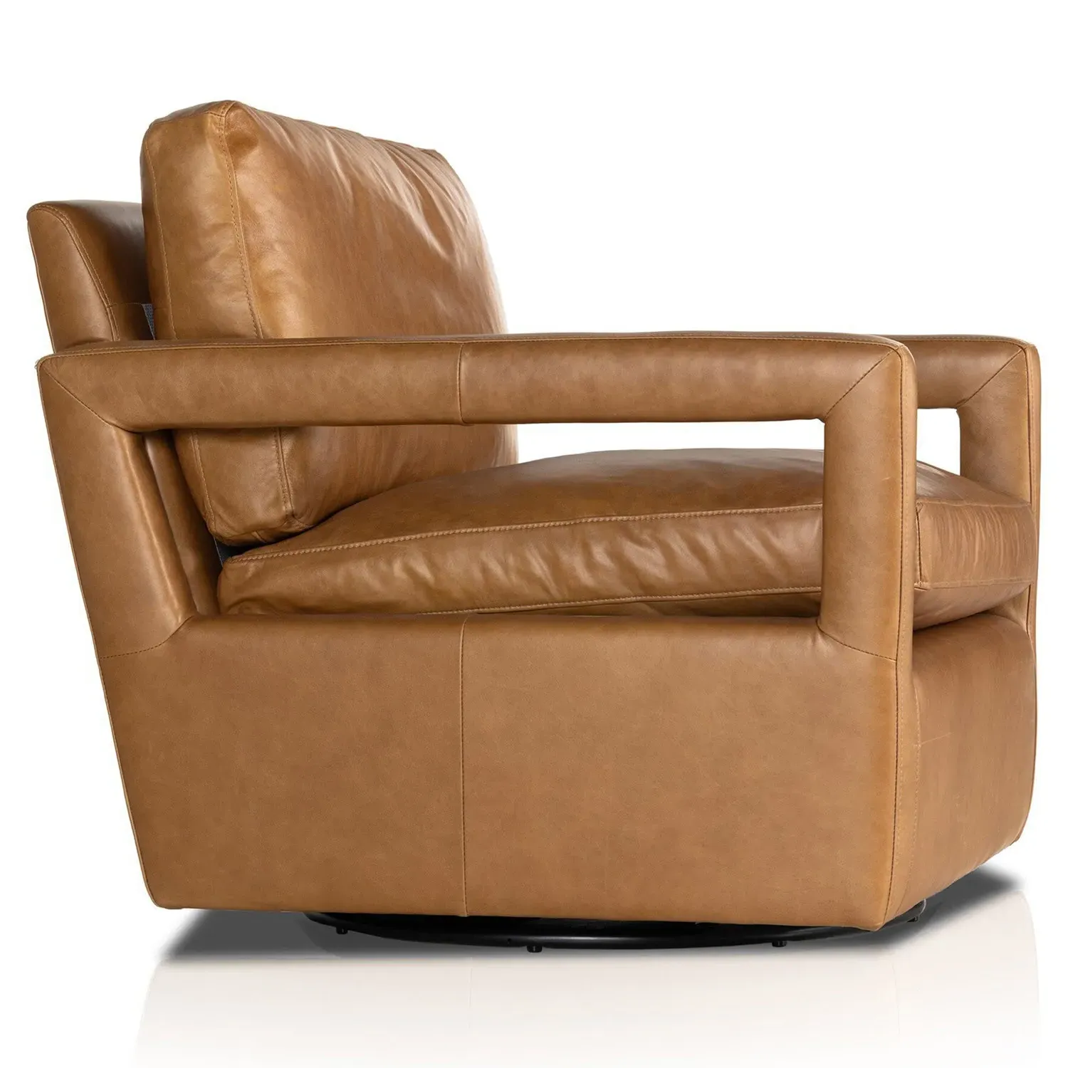 Jinan Swivel Chair - Brown, Leather
