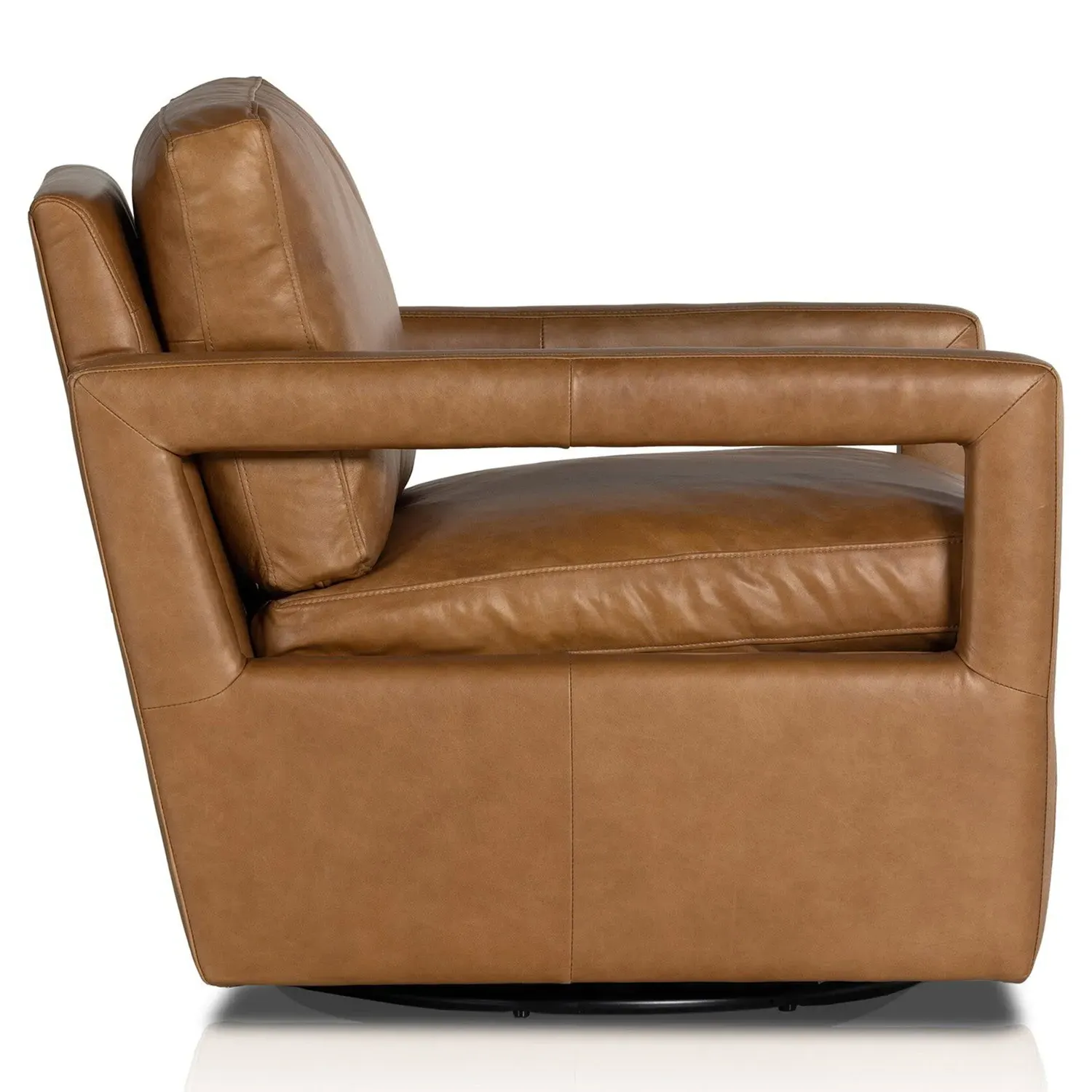 Jinan Swivel Chair - Brown, Leather