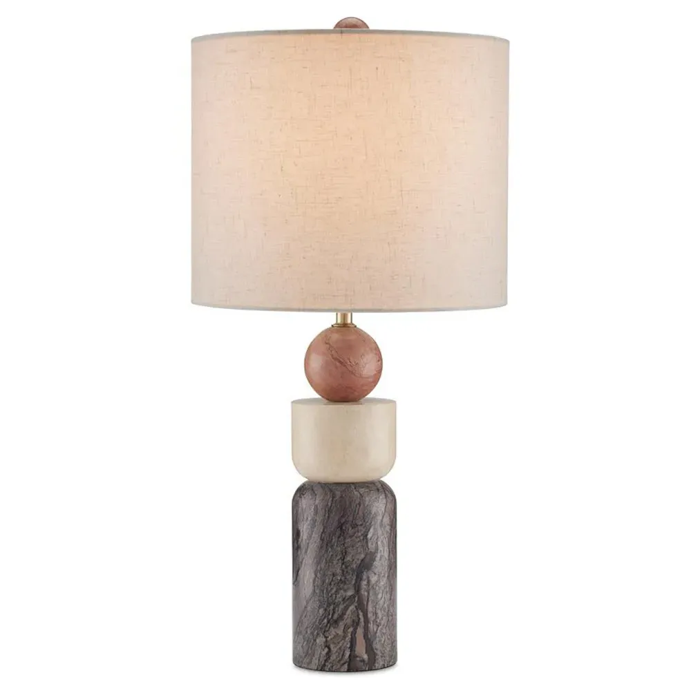 Jiyo Geometric Table Lamp - Brown, Marble