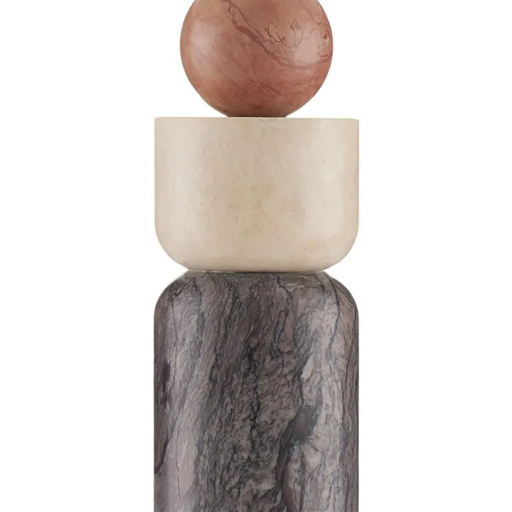Jiyo Geometric Table Lamp - Brown, Marble